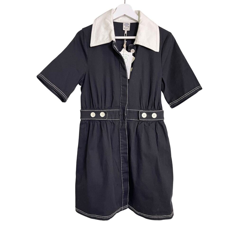 Baum und Pferdgarten Contrast Collar Mini Dress Black Organic Cotton Sz 38 NWT